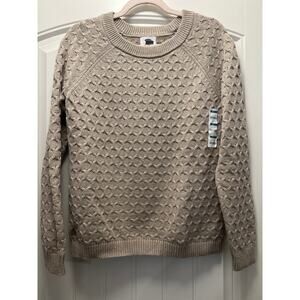 NWOT Old Navy Women’s Crew Neck Waffle Knit Long Sleeve‎ Sweater Size M Beige